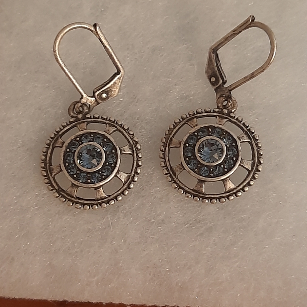 Touchstone Crystal denim medallion earrings